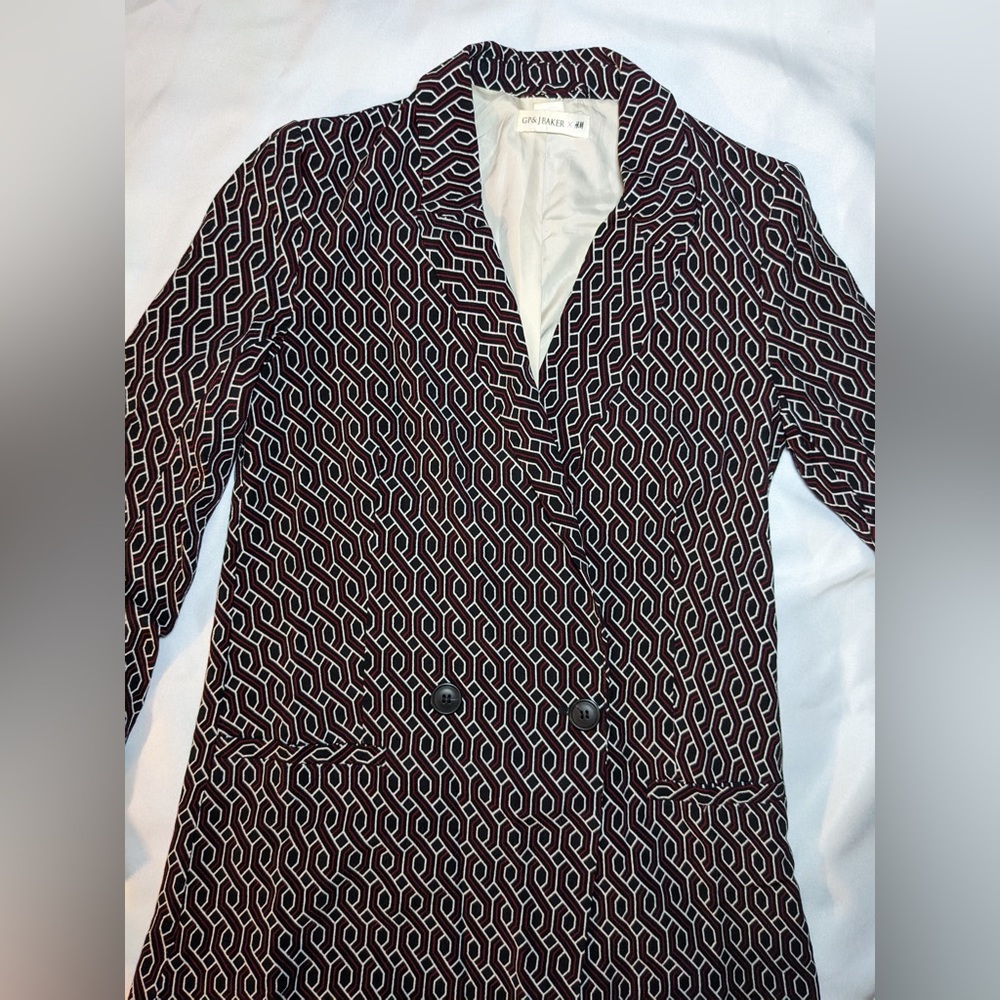 Geometric pattern slim blazer